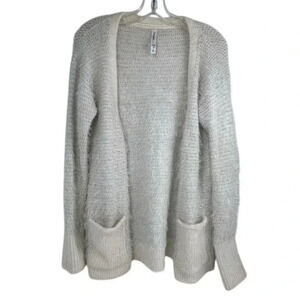 Aeropostale Women's White Long Sleeve Open Front Cardigan Size L